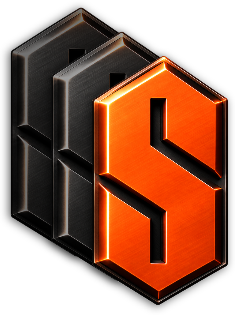 Triple 8 Supply mark: three stacked hexagon tiles forming an S, the front tile in orange